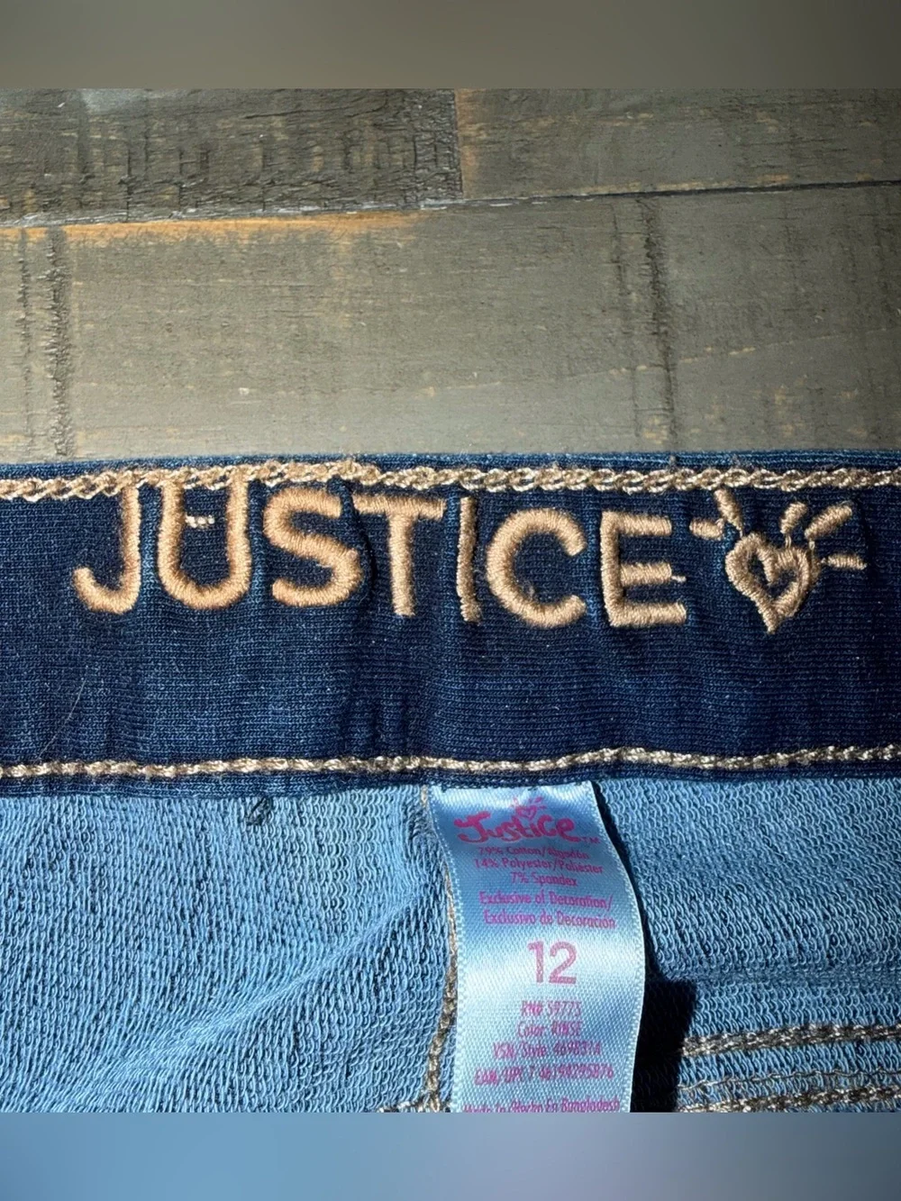 NWT Justice Girls' size 13 leggings Dark Blue Knit Denim Jeggings